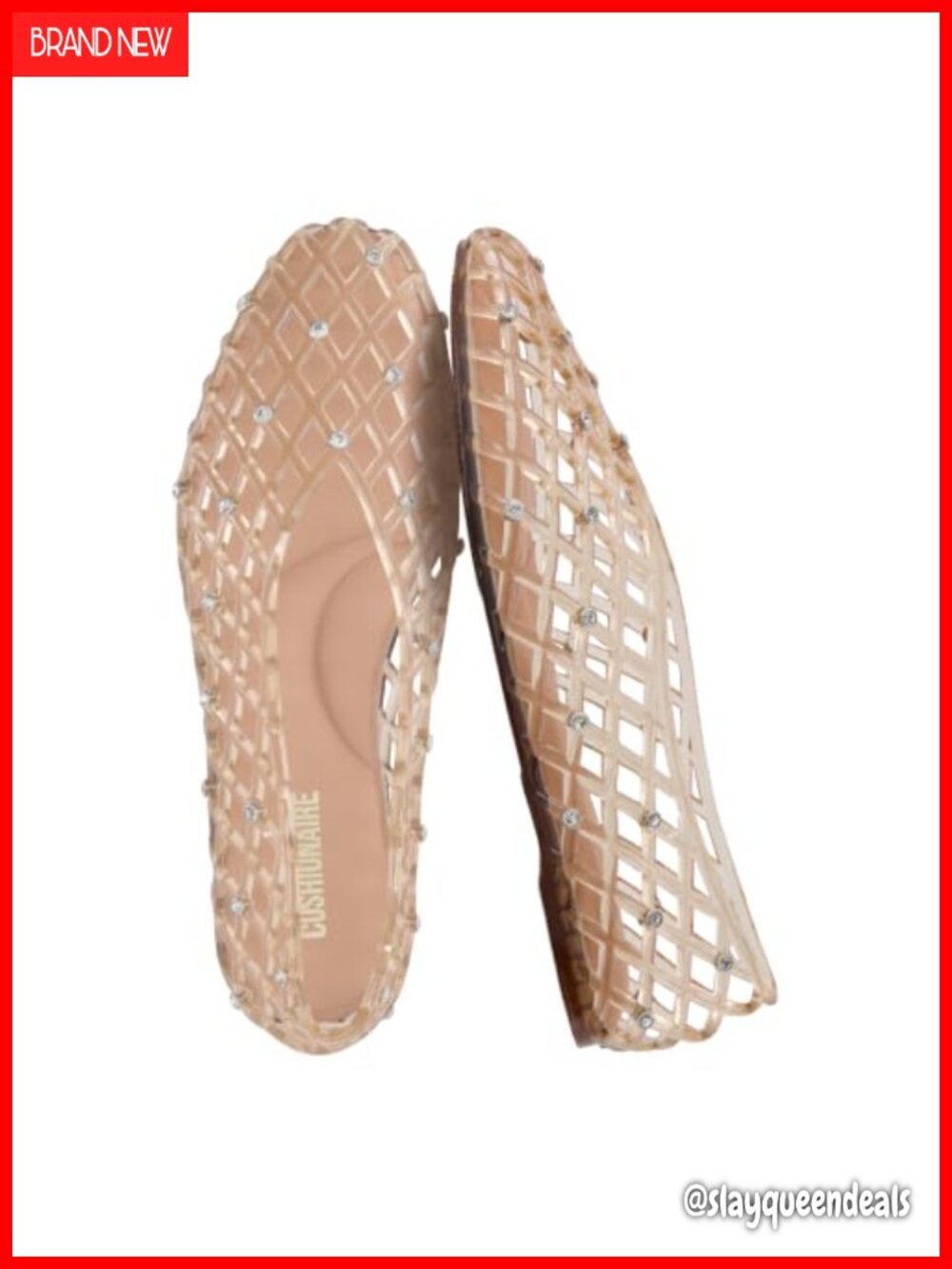 Jelly Ballet Flats Closed Toe Slip-On Crystal Water Resistant